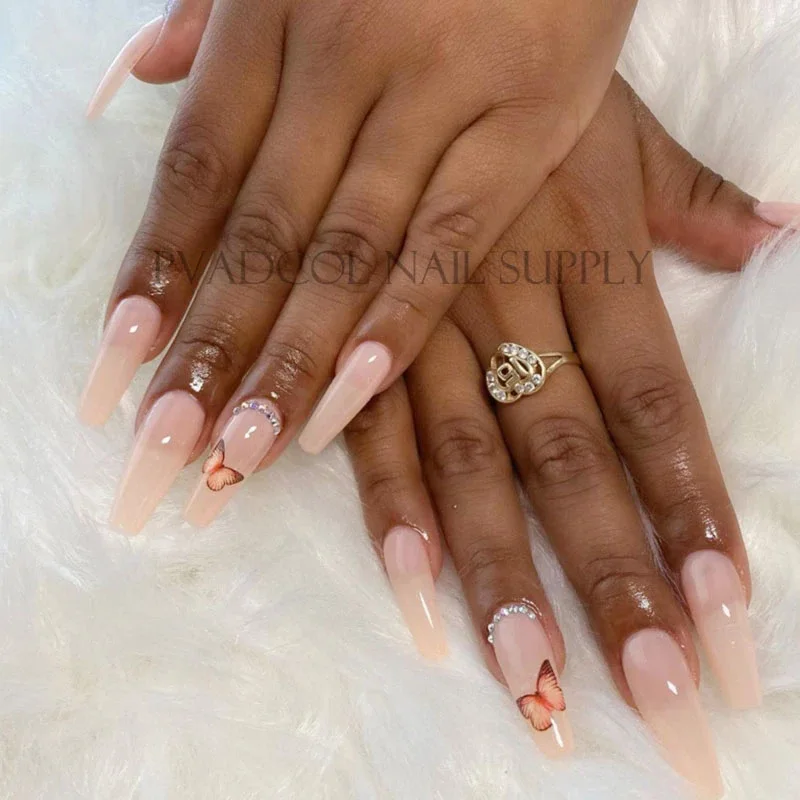 200 шт. накладные ногти телесного цвета полное покрытие скульптурные длинный гроб