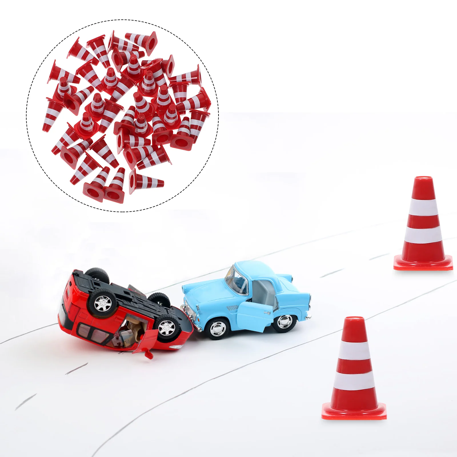 

Cones Traffic Mini Cone Signs Construction Toy Road Miniature Roadblock Signtoys Model Safety Simulation Barricade Triangular