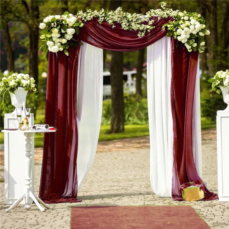 Wedding Arch Curtain Drapping Fabric Sheer Chiffon wedding decoration Drapery Ceremony Reception Party Supplies |