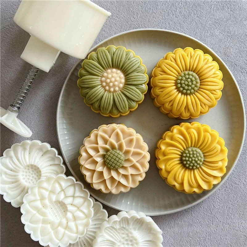 

Mooncake Stamps Cartoon Flower Shape DIY Baking Moulds for Mid-Autumn Festival