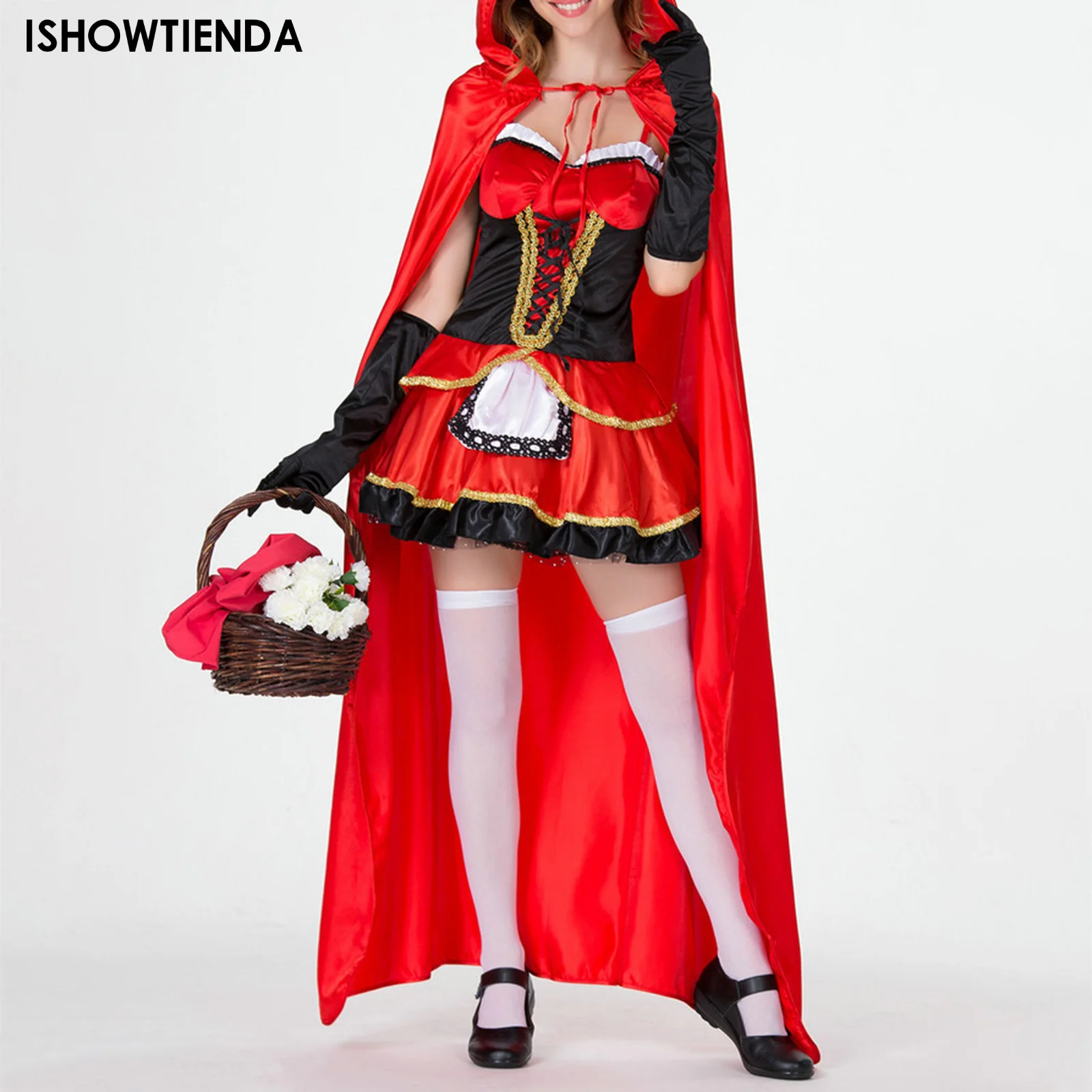 

Женское красное платье с капюшоном на Хэллоуин, Рождественский косплей-костюм для сценических костюмов, Женский бальный костюм, костюм с шалью