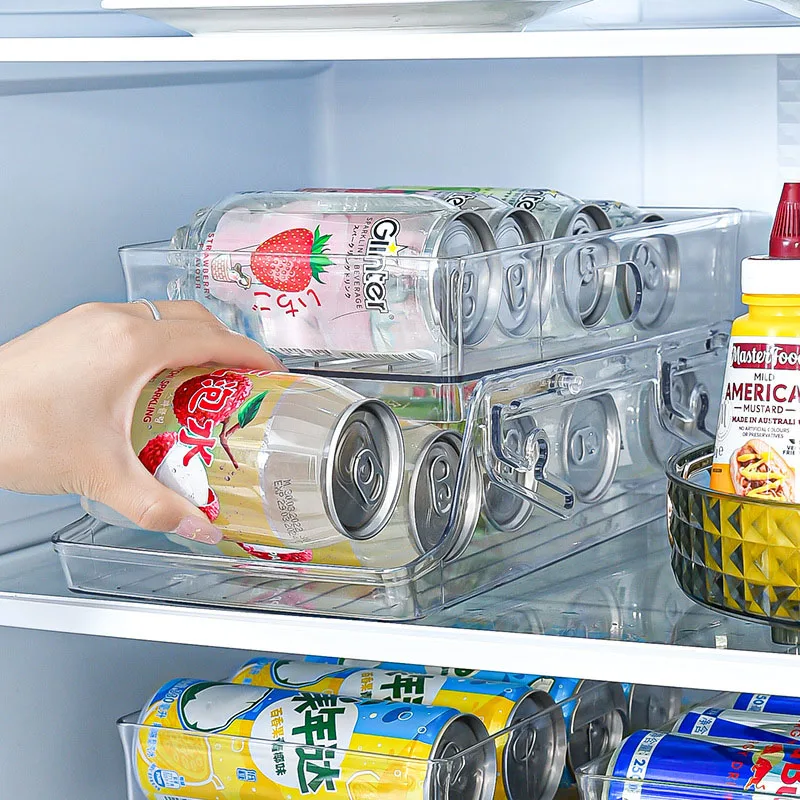

Double-Layer Rolling Beverage Drawer Beer Soda Cola Storage Rack Fridge Organizer Kitchen Accessories Refrigerator Storage Box