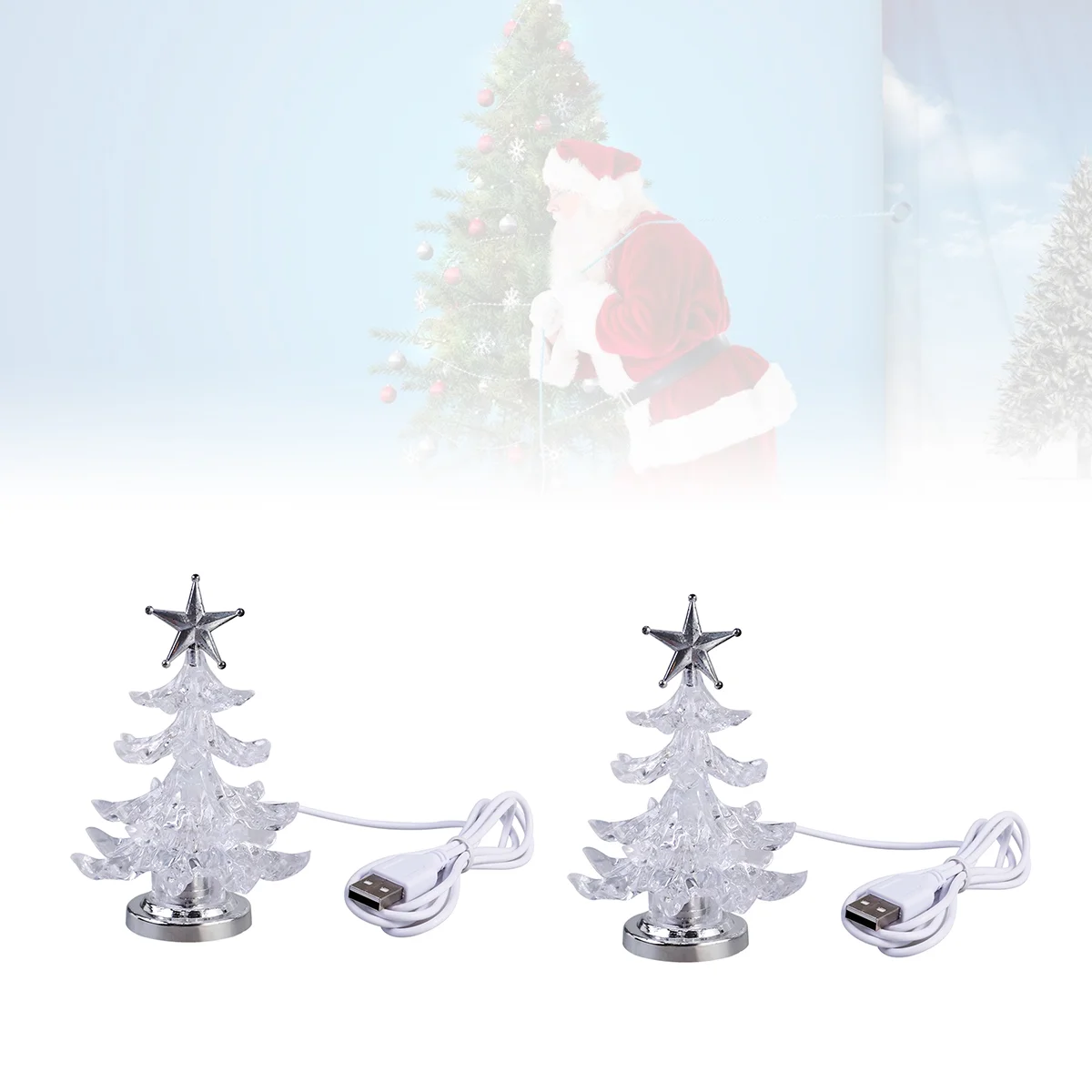 

Christmas Tree Night Led Lamp Light Usbcomputer Miniature Realistic Merry Gift Fake Lighted Acrylic