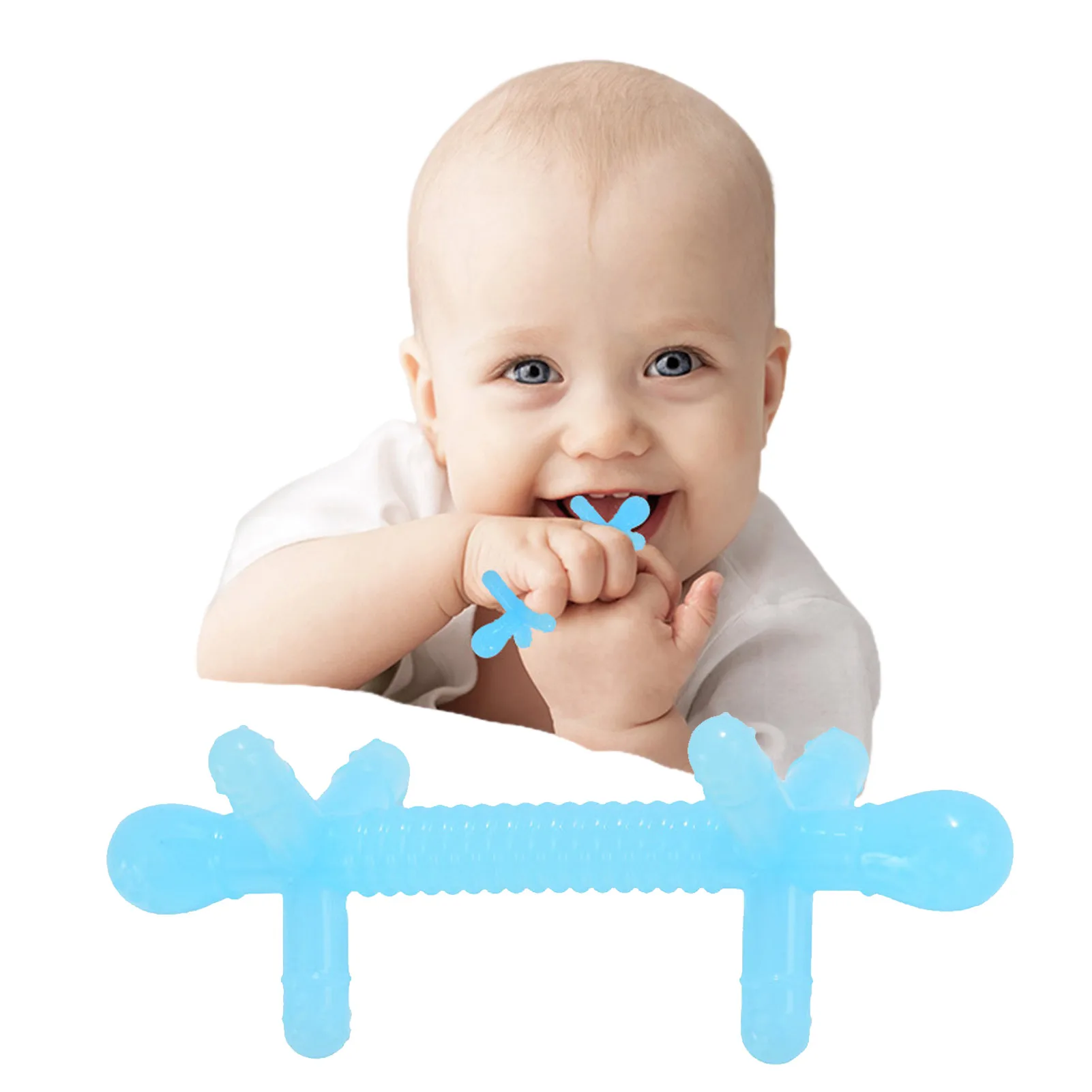 

1Pcs Babies Teething Toys Teething Toys For 0-6 Months Silicone Teething Toys For 6-12 Months Anti-swallow Design Newborn Infant