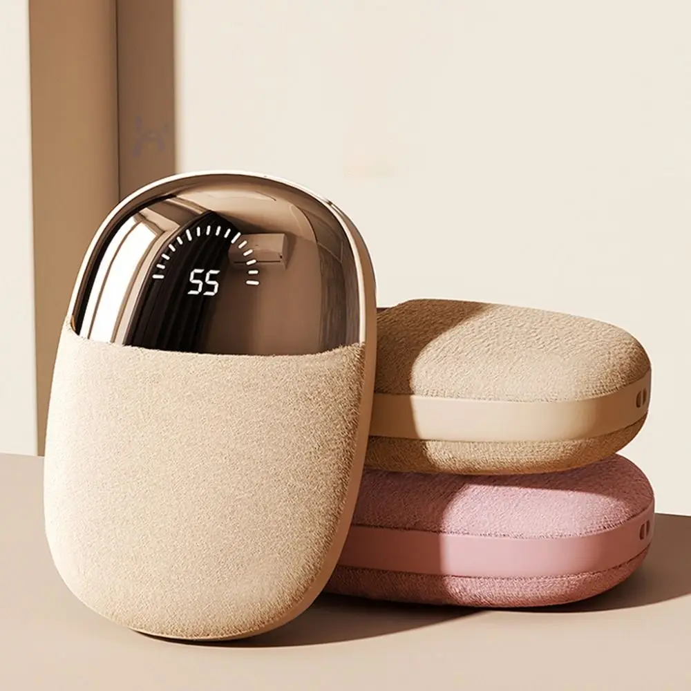 USB-C перезаряжаемая карманная плюшевая грелка для рук с цифровым экраном