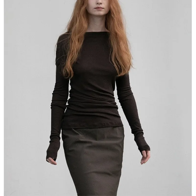 

Женские футболки с ложным воротником и длинными рукавами, Повседневная футболка