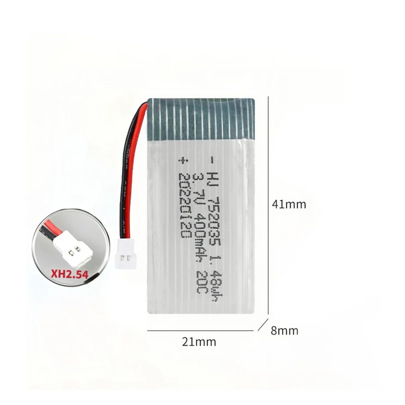 Фото Lipo аккумулятор 20C 3,7 В 752035 400 мАч аккумулятор высокой скорости для Habersham X4 H107D H107 H31 модель квадрокоптера аксессуары для самолетов №5