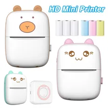 Cat/Bear-미니 라벨 프린터 휴대용 열전사 프린터, 200DPI, 잉크 없는 인쇄, IOS 및 안드로이드용 57mm 스티커