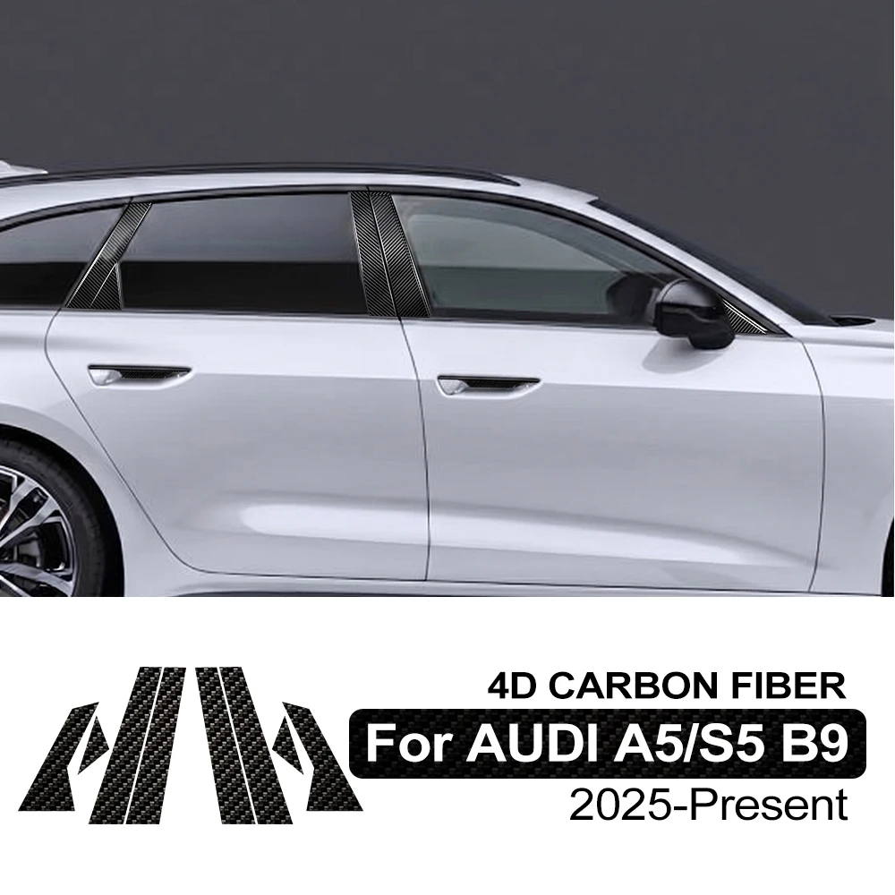 Фото Защитная пленка из 4D карбона для B-стойки Audi A5/S5 B9 2017-2025, предварительно вырезанная, антицарапийная наклейка для защиты оконных колонн №2