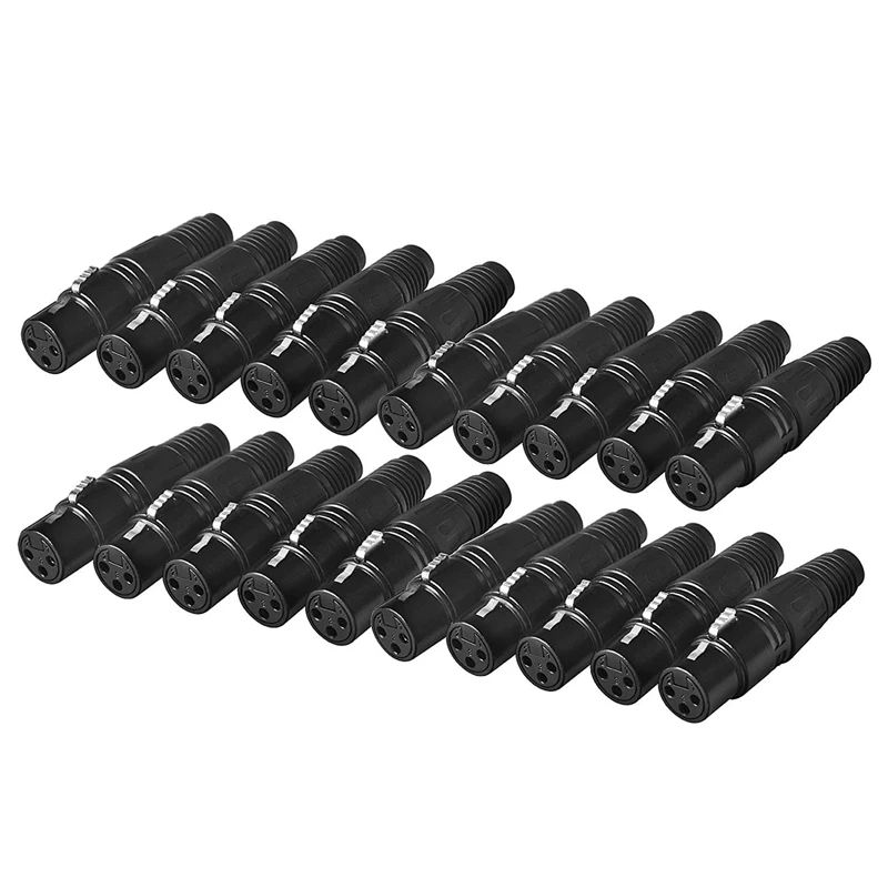 

Promotion! 20 Pack DMX 3 Pin XLR Connectors Female Microphone Mic Cable Plug Connector Audio Socket