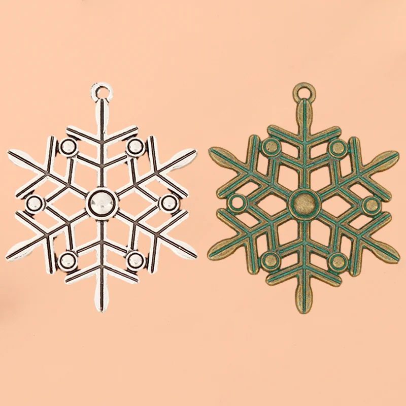 

4pcs/Lot Antique Bronze Verdigris Patina Large Snowflake Charms Pendants for DIY Necklace Jewelry Making Findings Accessories