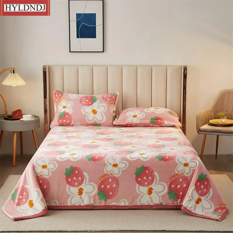 

Coral Fleece Flannel Blankets for Beds Faux Fur Wash Bedspread Mattress Cover Sheets for Flat Sheet Winter Soft Warm Bed Sheets