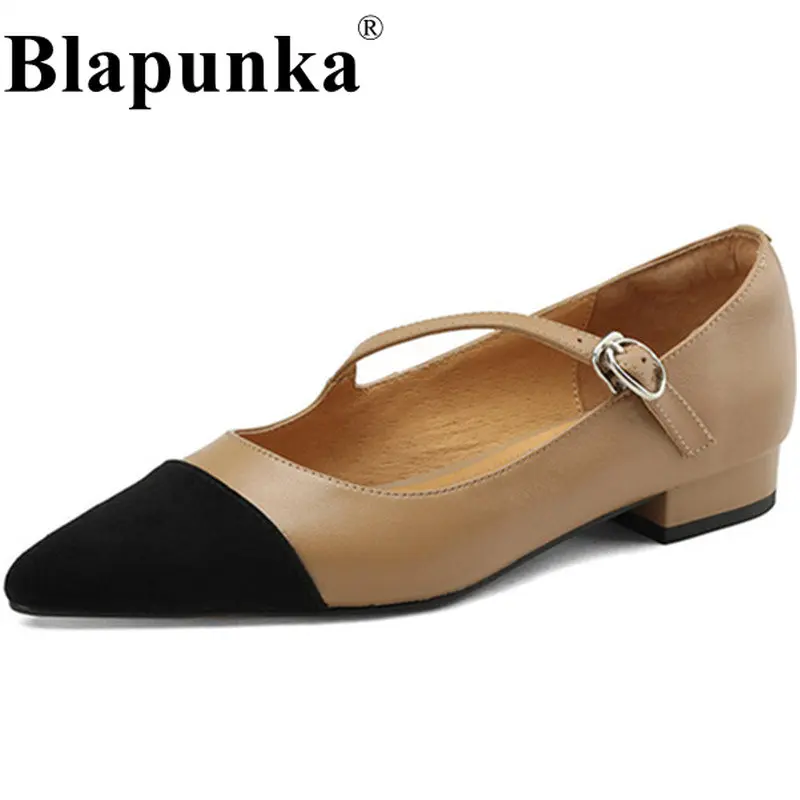 

Blapunka Women Sheep Skin Leather Flats Handmade High Quality Strap Buckle Mary Janes Shoes Ladies Brand Mix-color Nude Shoes 42