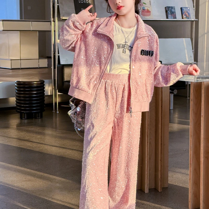 Костюм для девочек новинка 2024 спортивная одежда в западном стиле отдыха