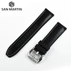 Мужские наручные часы San Martin, кожаный фторкаучуковый ремешок 2022 мм, спортивные удобные композитные материалы