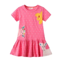 jumping meters new arrival dots animals embroidery princess girls party dresses summer short sleeve kids frocks baby clothes