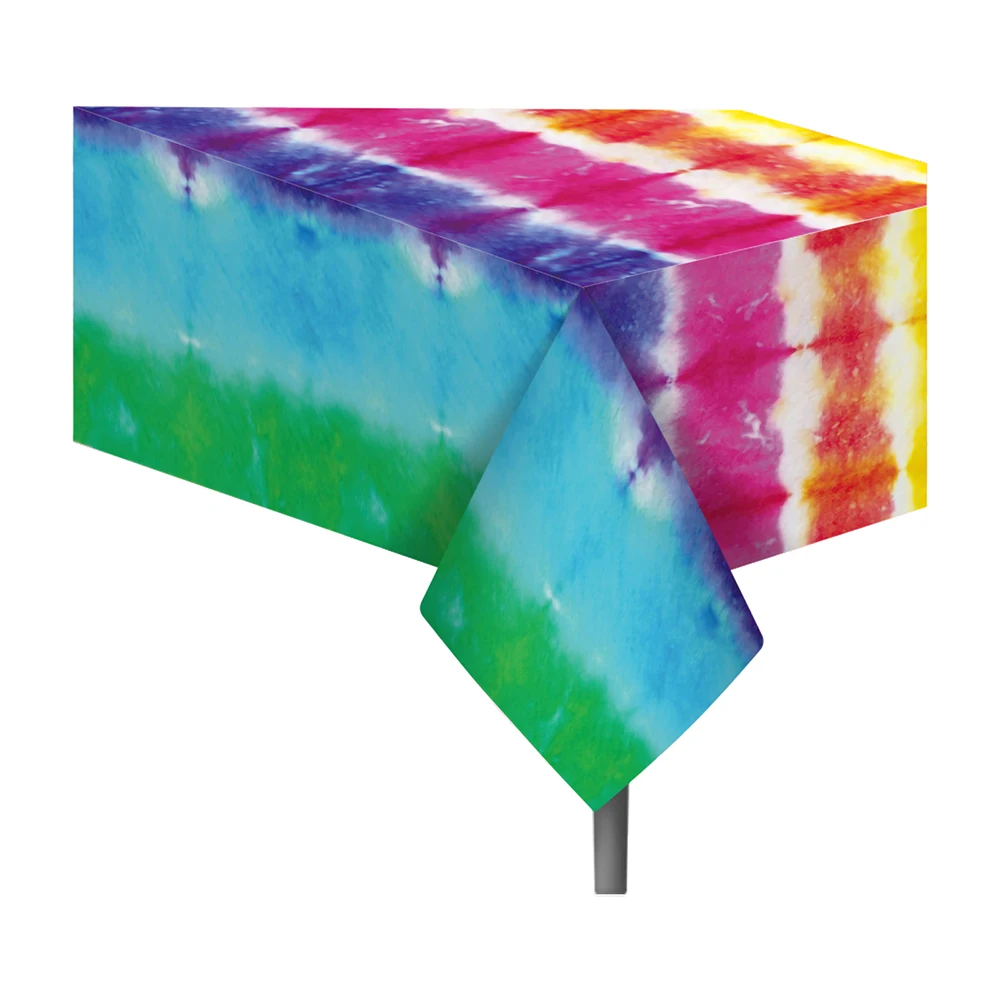 

130*220cm Cartoon Tie Dye Carnival Birthday Party Tablecloths Disposable Tablecovers of Tableware Baby Shower Party Decorations
