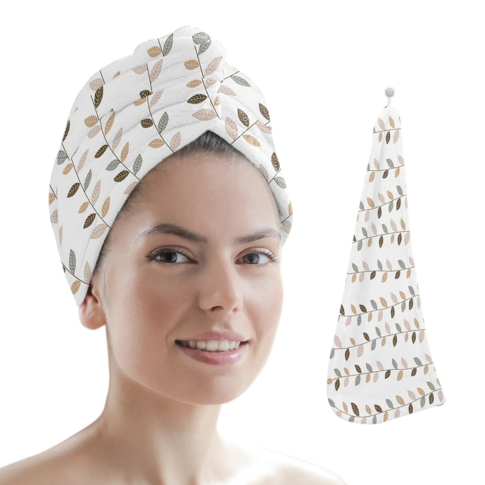 

Женское быстросохнущее полотенце из микрофибры с цветными листьями