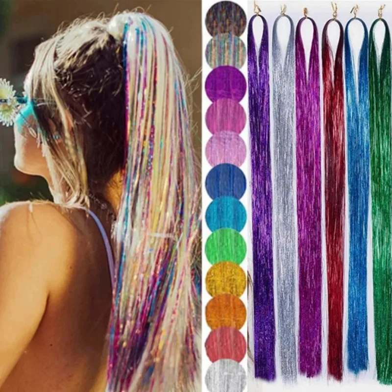 Ed Strands Girls Headwear Hairbinge Hair Laser False Hair Extensions Decor Glitter Strips
