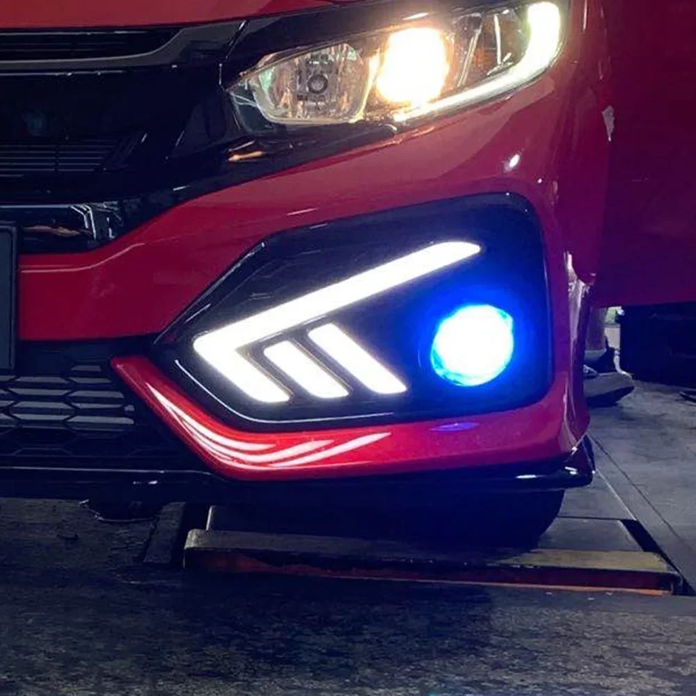 Фото Автомобильные фары в сборе для Honda Civic X 10th 2016-2020, обновление переднего бампера, светодиодные динамические дневные ходовые огни, аксессуары для инструментов №5