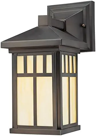 

Burnham One-Light Exterior Lantern on Steel with Honey Art Glass, Oil Rubbed Bronze Finish, 1 Pack