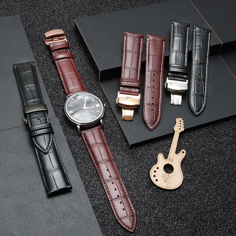 

Genuine Leather Wrist Strap Double Sided Crocodile Leather Watch Strap For Patek Philippe Jaeger LeCoultre Tissot IWC Longines