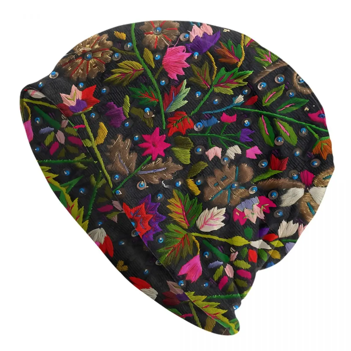 Облегающие шапки винтажная тонкая шапка с цветочной вышивкой осенне-весенняя