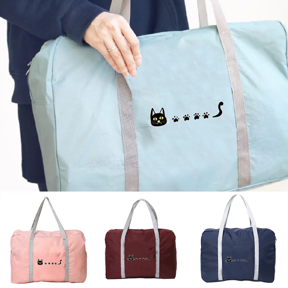

Unisex Luggage Bag Travel Accessories Bags Large Capacity Foldable Storage Pouch Waterproof Duffle Pack Footprints Print Handbag