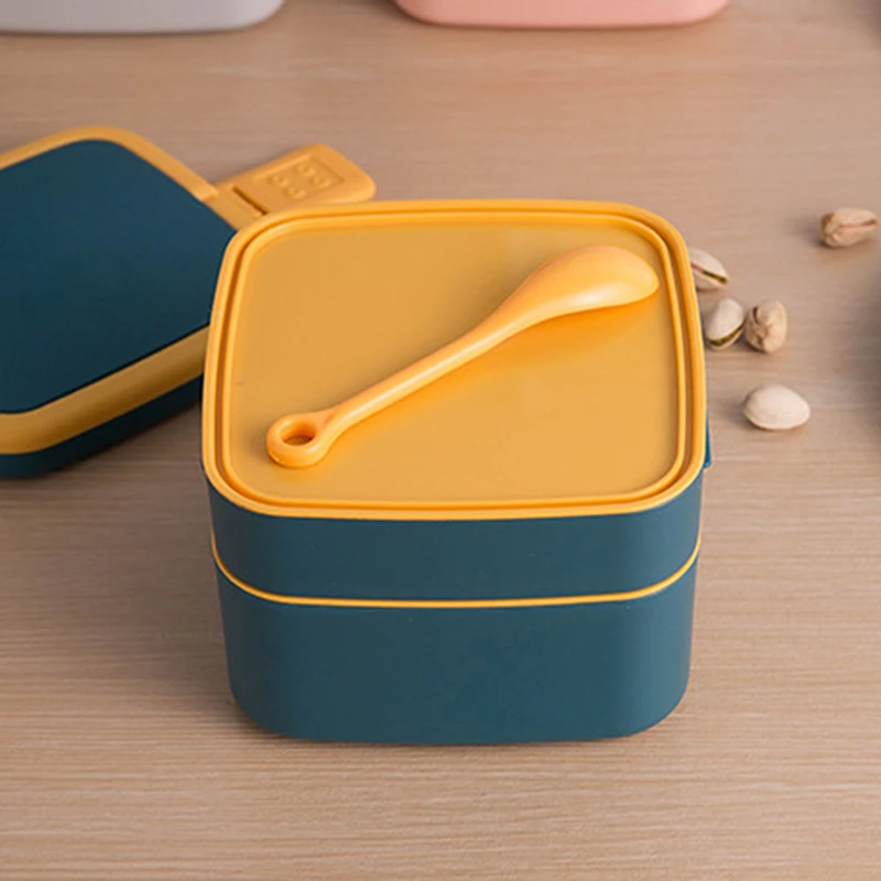 1000 мл портативный 2strati pranzo sano contenitore per alimenti forno a microonde Bento scatole con posate Ланчбокс