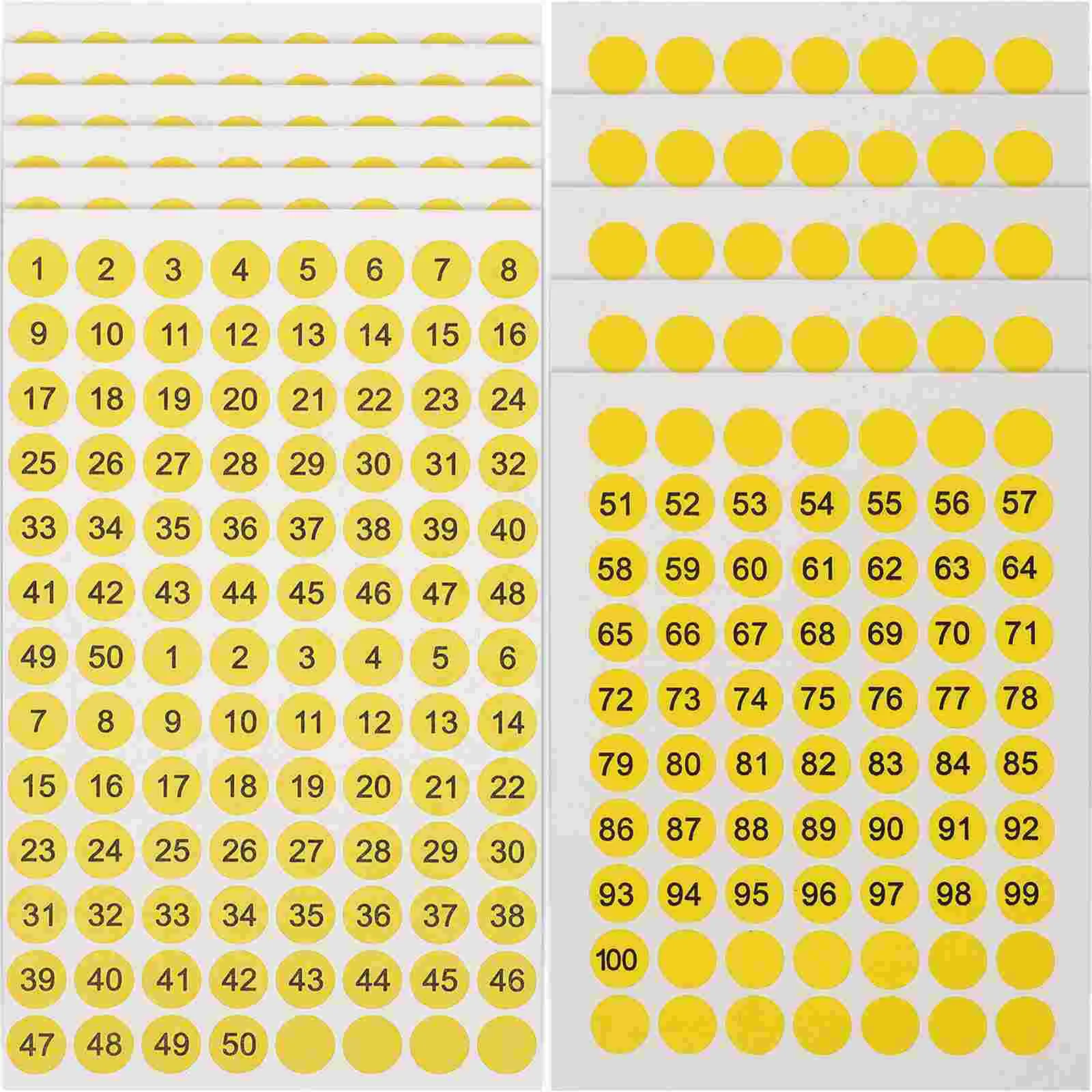 

10 Sheets Tabs Round Number Stickers Classification Numbers Marking 1-50 Labels Multi-use Office