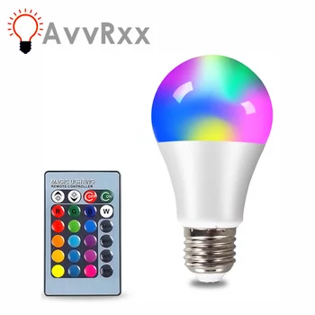 Bombilla LED E27 RGB para decoración del hogar, foco inteligente RGBW con Control remoto, CA 85-265V, 4W, 10W, 15W 1