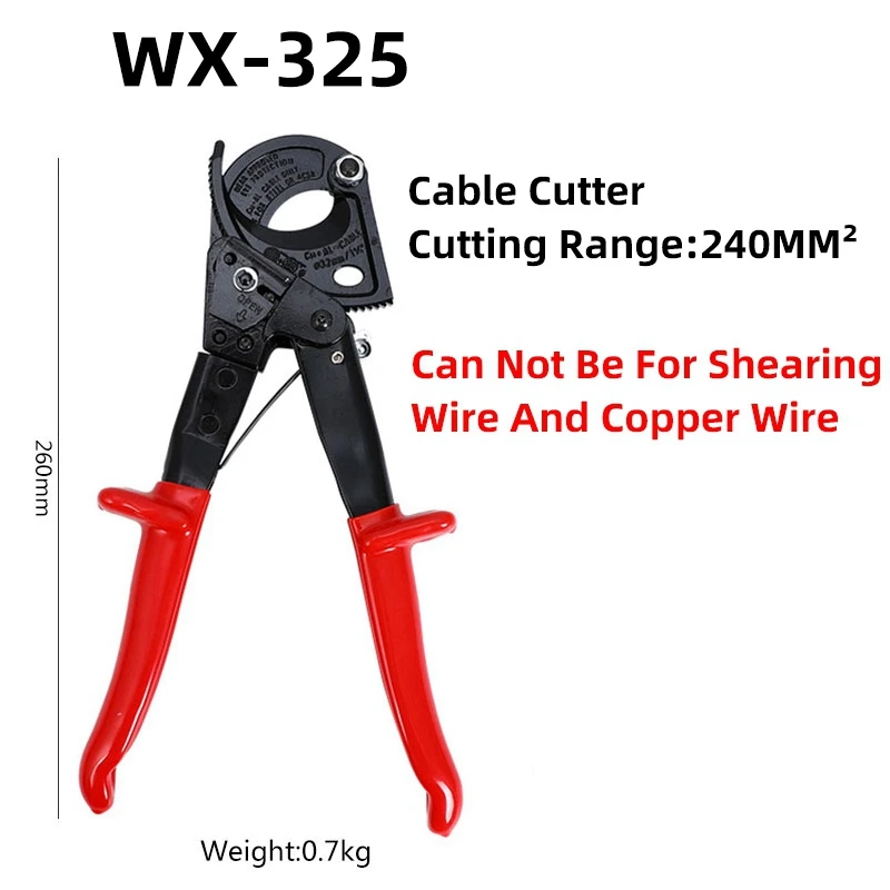 1 Piece WX-325 Hand Ratchet Cable Scissors Pliers Copper Aluminum Wire Labor-Saving Scissor Red