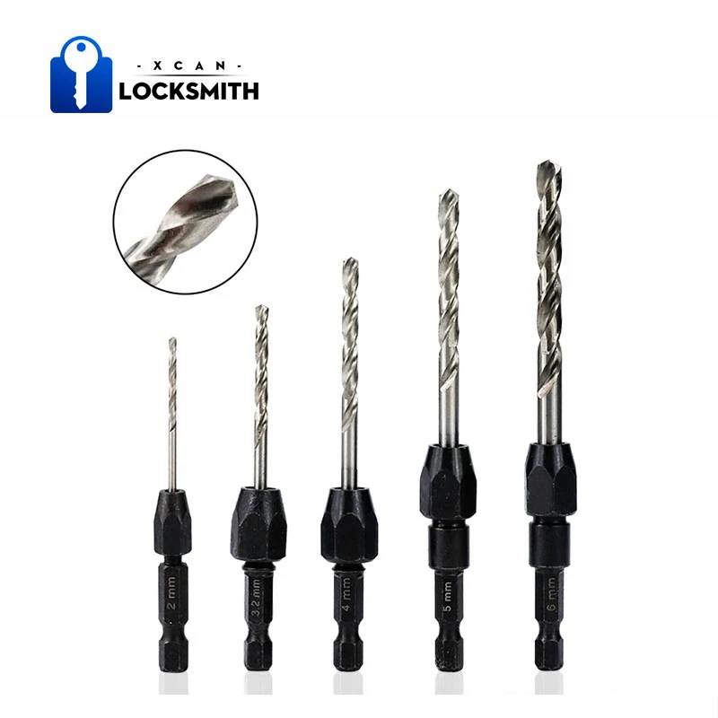 

Twist Drill Bit Set 5pcs HSS Handle Twist Drill Quick Chuck Countersink Core Drill Bit Hex Shank Wood Hole Cutter
