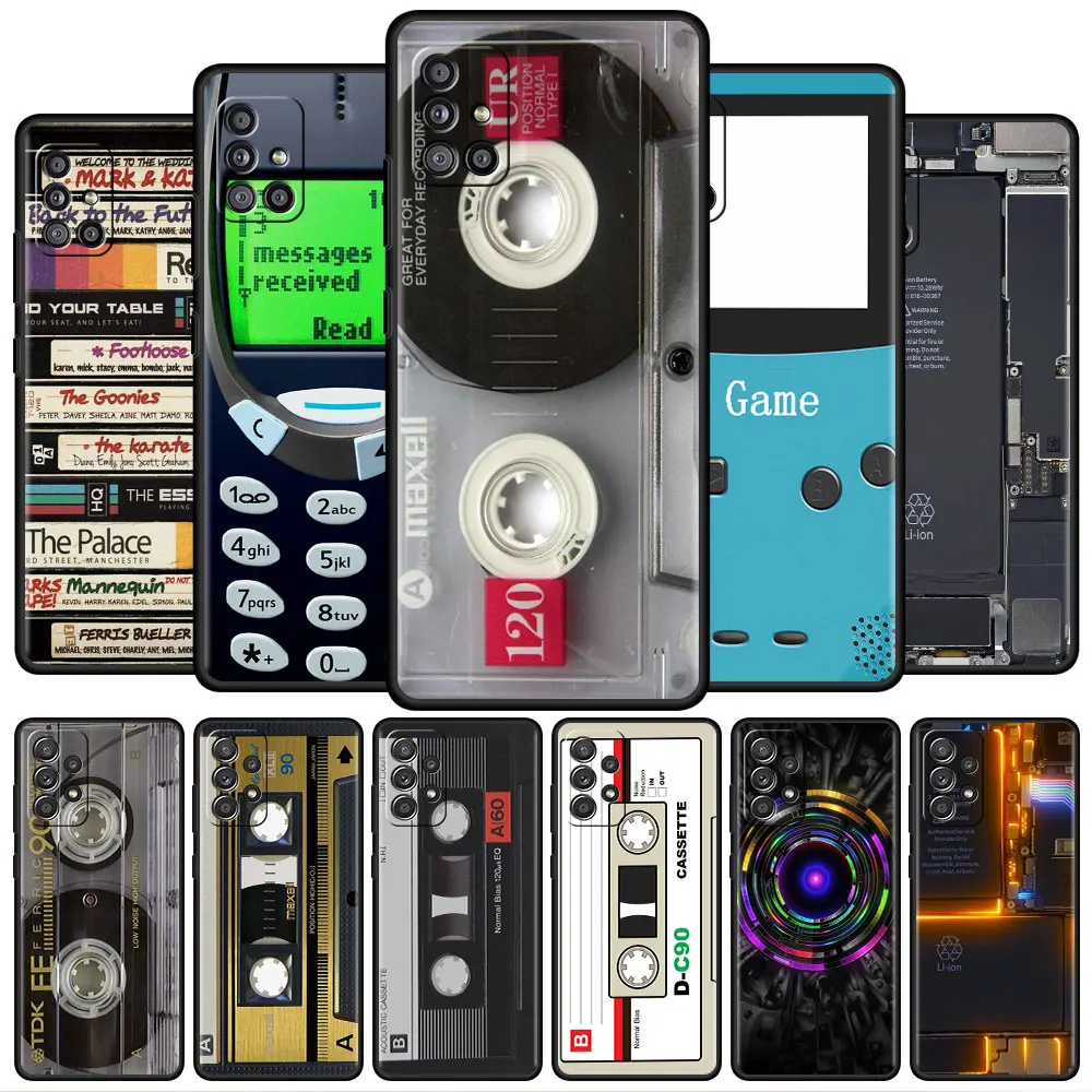 

Vintage Cassette Tape Retro Art Black Stylish Case for Samsung Galaxy A52 A12 A32 A51 A71 A21s A13 A72 A73 A50 A31 A22 A70 Cover