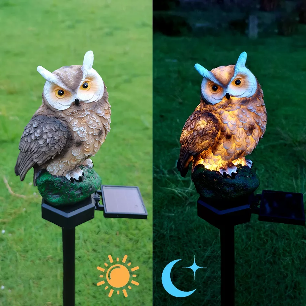

Owl Solar LED Waterproof Lawn Lights Animal Bird Owl Shape Outdoor Backyard Garden Stake Statues Night Lamp Lawn Decor
