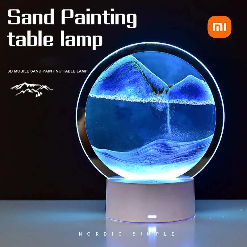 

Xiaomi Youpin 3D Natural Landscape Bedside Lamp Quicksand Night Light with USB Sand View Desk Lamp Office Home Decoration Gift