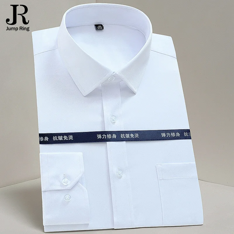 Spring and Autumn Mens Dress Shirts New Stretch Mens Shirt Solid Color Quality Business Casual Men's Long Sleeve Shirt