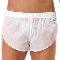 mens swimsuit semi see through swimming trunks sides split elastic waistband sun bathing swim boxer shorts beachwear swimwear