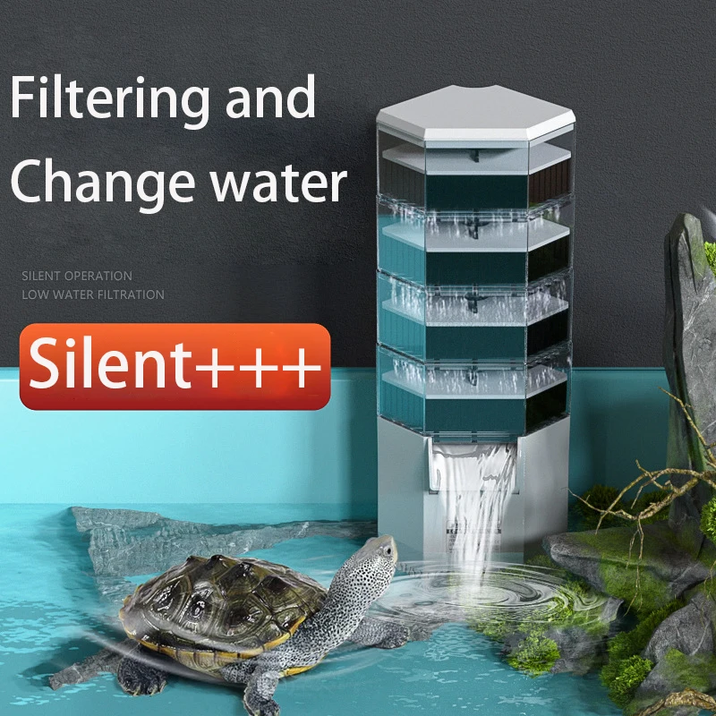 

Turtle Tank Filter Purified Water Suction Dung Mute Small Waterfall Built-in Water Circulation Aquarium Low Water Filtration