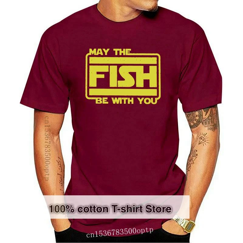 

New Men Tops T Shirt Fish Be With You Funny Fitness Bass Ice Fish Fisher Tees Crew Neck Cotton Summer T-Shirt Camisas