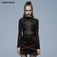 punk rave womens gothic spider web printting perspective t shirt punk rock tops tees black red black color springautumn
