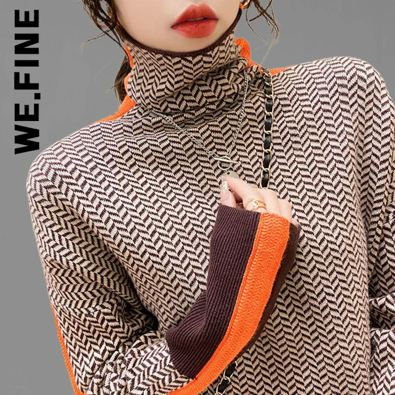 

Женский свитер для отдыха We.Fine, вязаные свитера для досуга, дешевые женские свитера с высоким воротником, винтажная внутренняя одежда, теплы...