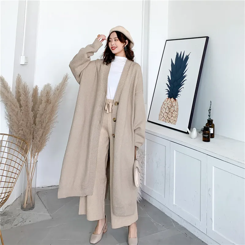 

Gray Big Size Long Knitting Cardigan Sweater Loose Fit V-Neck Long Sleeve Women New Fashion Tide Autumn Winter 2022 1