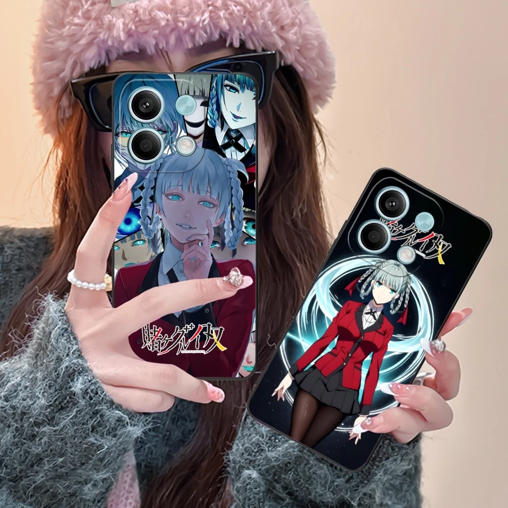 Kakegurui Kirari Anime Mobile Cell Phone Case for Xiaomi Redmi 14 13 13C 12 12C 10 10C A1 A2 A3 Plus 5G Black Cover Shell