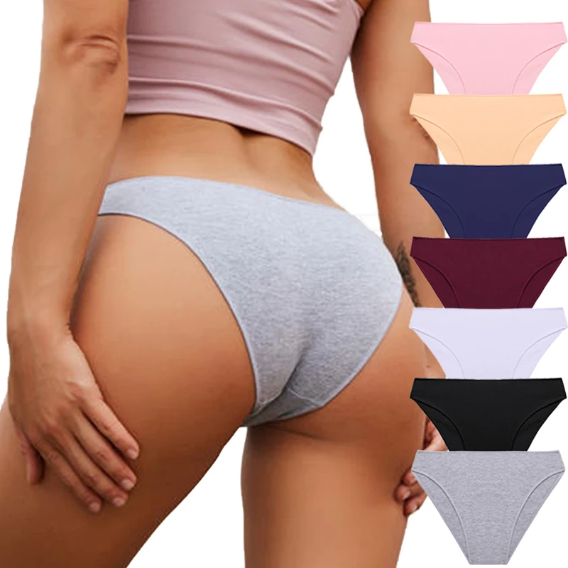 

2021 Low Waist Cotton Panties Sexy Female Underpants Solid Breathable Comfortable Women Underwear Ladies Pantys Lingerie M-XXL