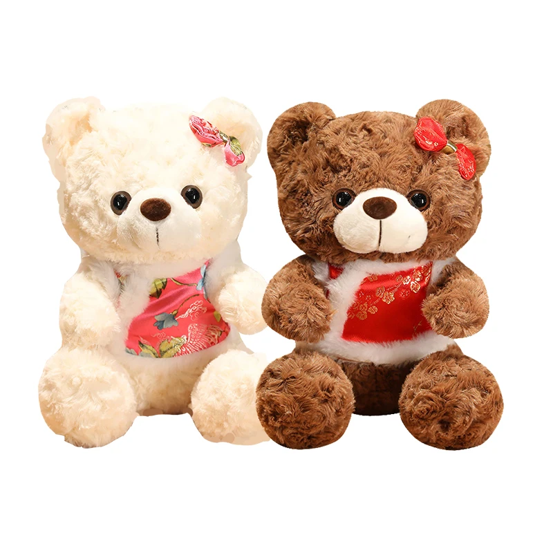

New High Quality Lovely Tang Suit Bear Soft Plush Toy Teddy Bear Kawaii Cotton Animal Birthday Gift For Children Kids Baby