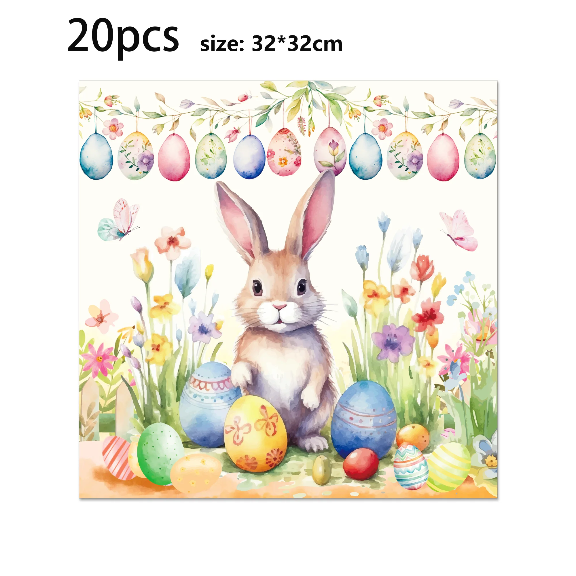 

Одноразовые бумажные салфетки с принтом пасхального кролика 20 шт