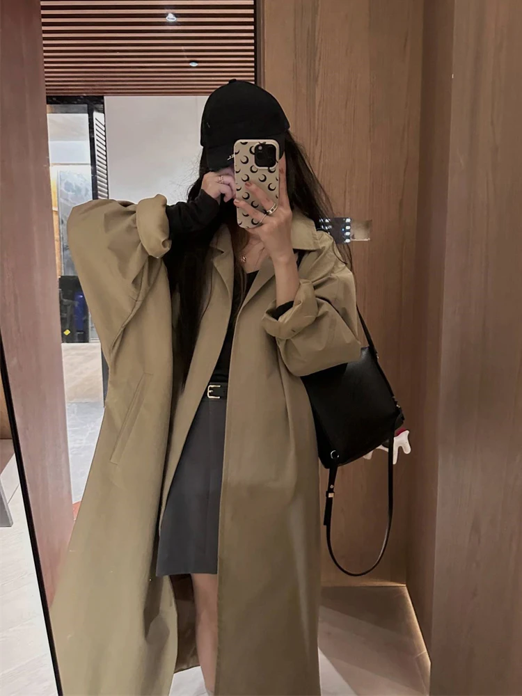 Свободное повседневное пальто в британском стиле для женщин осень 2023 новый плащ