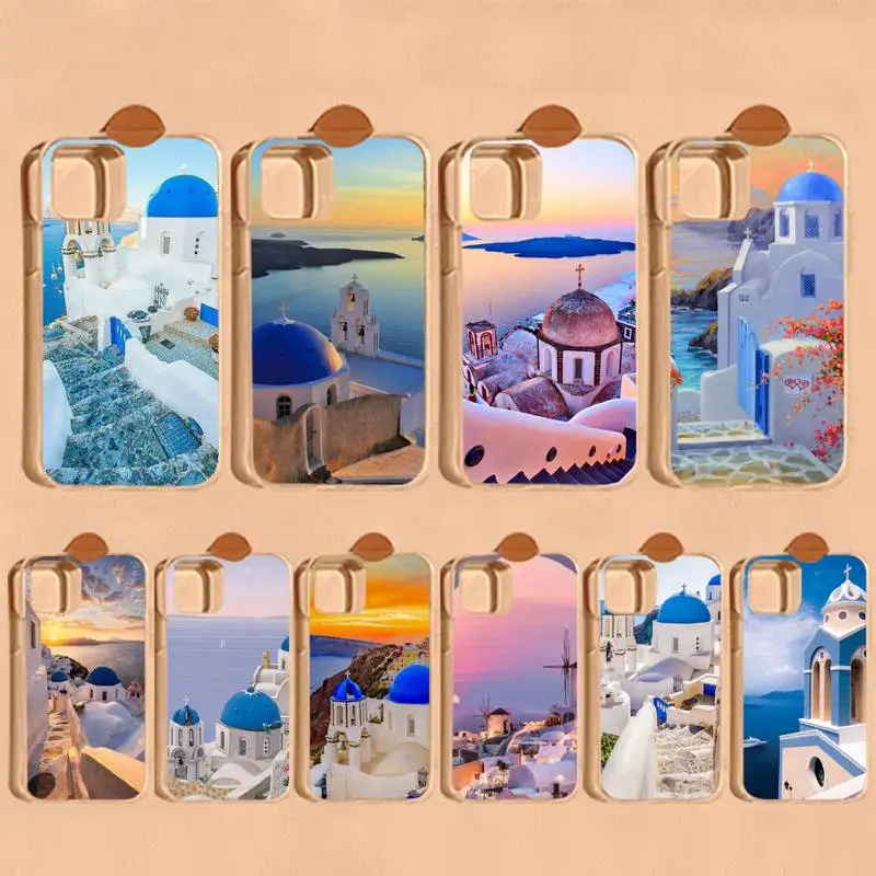 

FHNBLJ Oia Santorini Greece Church Phone Case For iPhone 14 11 12 13 Mini Pro XS Max Cover 6 7 8 Plus X XR SE 2020 Funda Shell