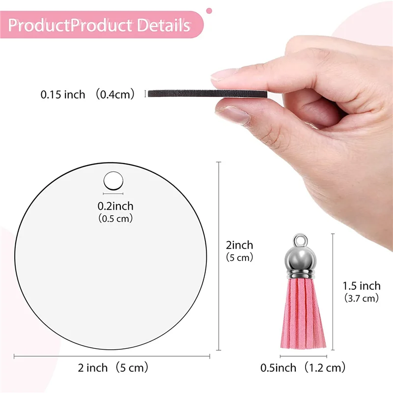 

50 комплектов пустых брелоков для ключей с сублимацией, Набор декоративных этикеток с 2-дюймовыми заготовками для брелоков с теплопередачей